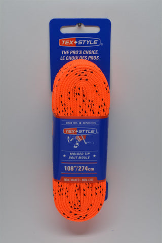 Tex Style Orange Cloth Hockey Skate Laces