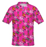 Hacker Golf Hot Dog Man/Crushed Beer Can All Over Polo